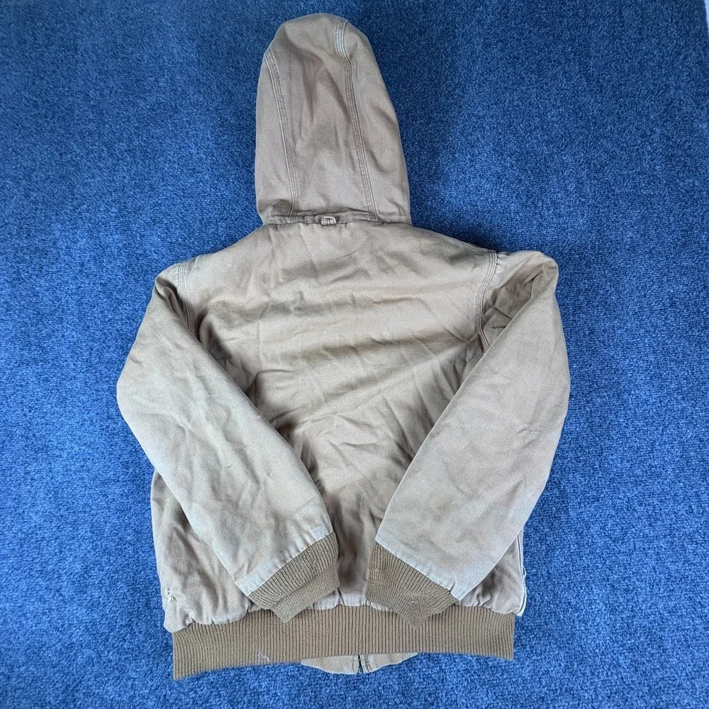 Walls Blizzard Pruf Duck Jacket Youth XL 16/18 Brown Cotton Hooded Full Zip